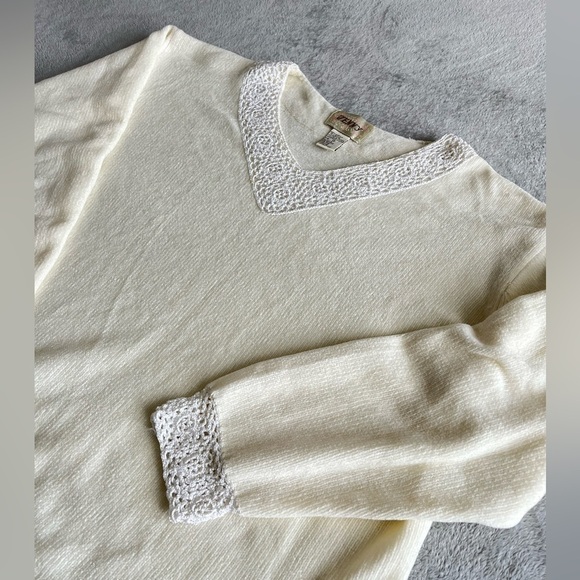 Jenny Vintage off white Floral Knit Sweater size 1X - Picture 3 of 9